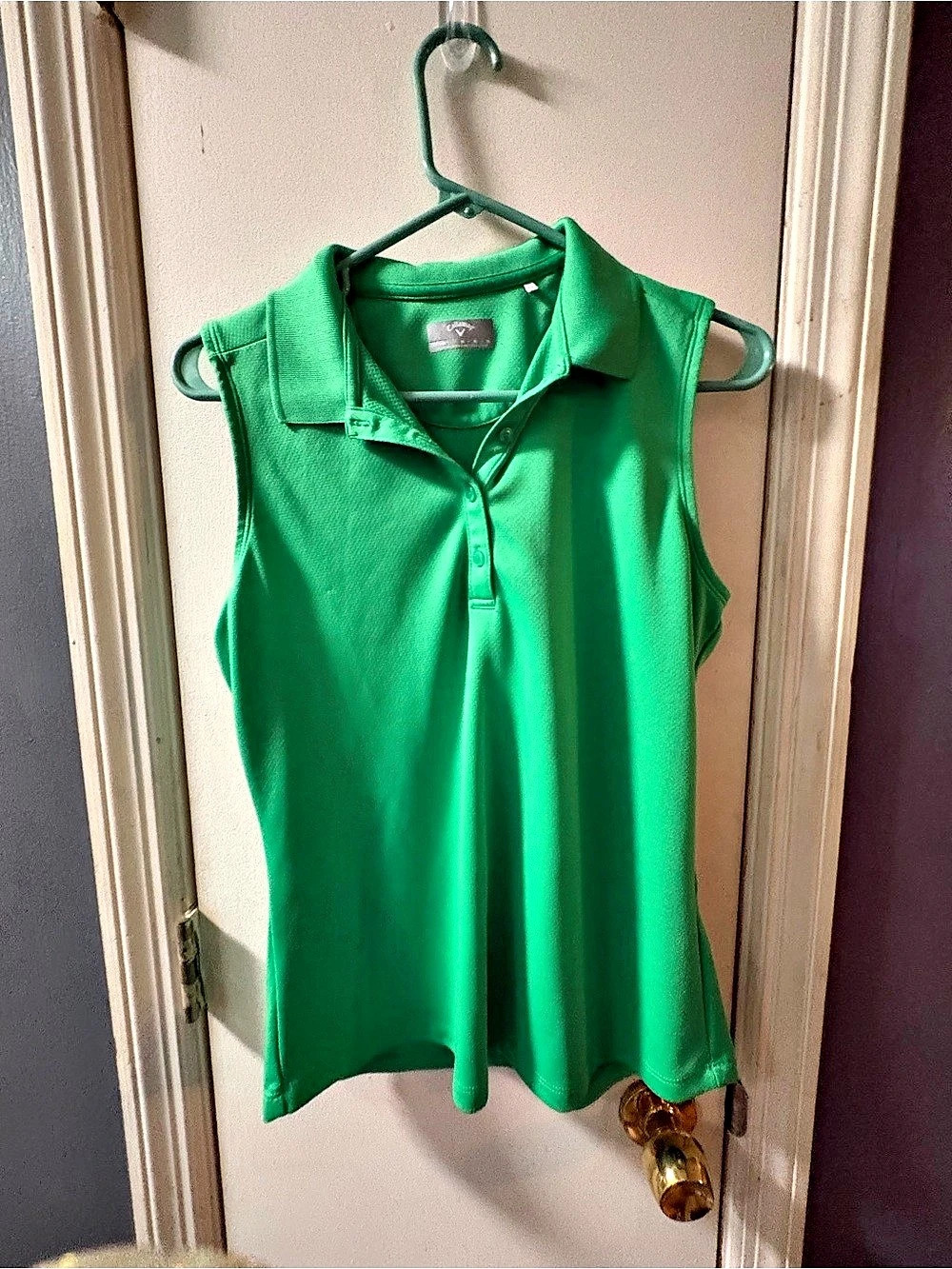 Callaway Opti-Dri Solid Knit Sleeveless Polo Green Medium